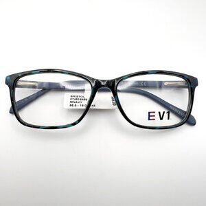 EV1 Bristol Eyeglass Frame Full Rim Square Spring Flex Black Navy Blue 56-16-145